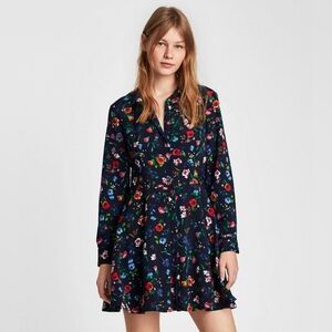 Zara Floral Long Sleeve Dress - Black Multicolor